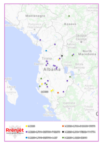 Harta e I-M223 ndër shqiptarë (eng: Map of I-M223 among Albanians)